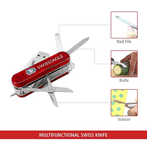 Swiss Eagle Classic MultiTool Army Knife with 64 GB USB Drive Packs