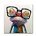 Fokenzary Hand Painted Oil Painting Pop Frog with Glasses on Canvas Wall Art Framed Ready to Hang (24x24in)