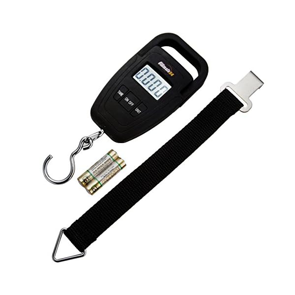 Ultimate54-Portable-Digital-Hanging-Hook-Fishing-and-Luggage-Scale-Multifunction-with-Tare-and-Large-LED-Display-Backlight-110lb50kg-Capacity-Free-Luggage-Strap-Batteries-Included-Black