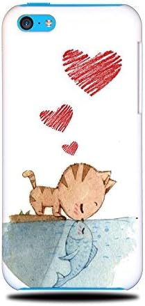 Foxercases Design Cat And Fish Kissing Hard Back Case Cover for Apple iPhone 5C