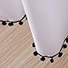 Sfoothome White Shower Curtain with Black Ball Tassel, Waterproof Bathroom Curtains,White(72 x 78)