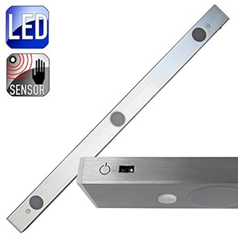 LED Unterbauleuchte Belo3, 3x2,9 Watt Silber hochwertige Verarbeitung, Aluminium gebürstet mit Sensor zum Ein und Ausschalten