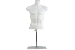 FRENZYBIRD Male Mannequin Bust Sewing Mannequin Torso Dress Form with Height Adjustable for Sewing Dressmakers Clothes Jewelry Display