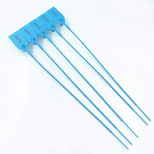 250mm Pull-Tite Plastic Security Seals Shipping Tags Disposable Signage Numbered(Package of 100) (Blue)