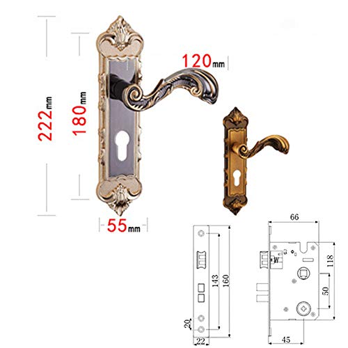 Door Lock, Door Levers Universal Entry Latches Bolts Full Set Privacy Door Security Handlesets Lever Mortise Handle Locks Zinc Alloy+ Keys Continental Zinc Mortise Handle Locks Full Set, USA Stock