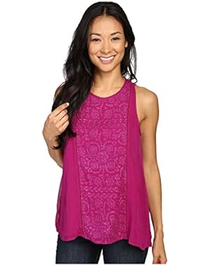 Womens Pop Color Embroidered Tank Top