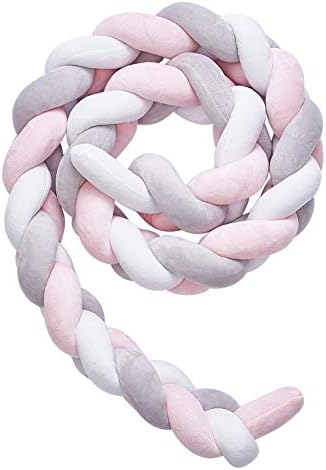 LINSSON Braid Pillow 3M, Baby Crib Bumper Cushion Plush Knot Pillow Baby's Room Decoration
