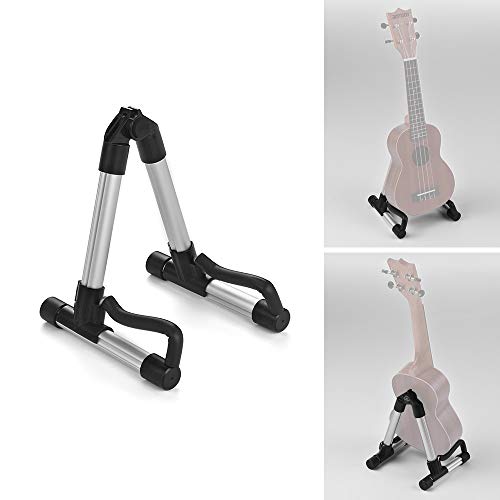 Muslady Universal Portable Ukulele Stand Ukelele Uke Holder A-Frame Aluminum Alloy String Instrument Accessories for 18-26 inches Ukuleles - Thumbnail 5