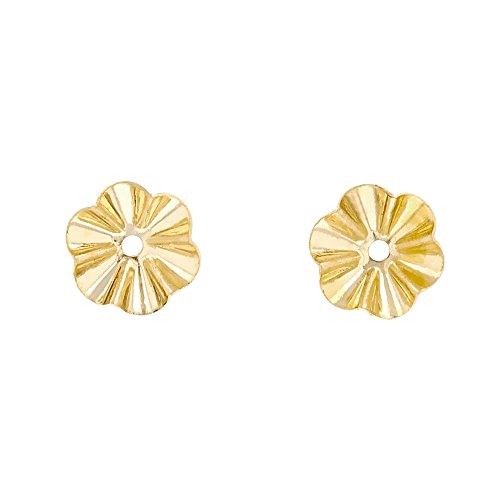 14 Karat Yellow Gold 6.75 Millimeter Diameter Buttercup Earring Jackets