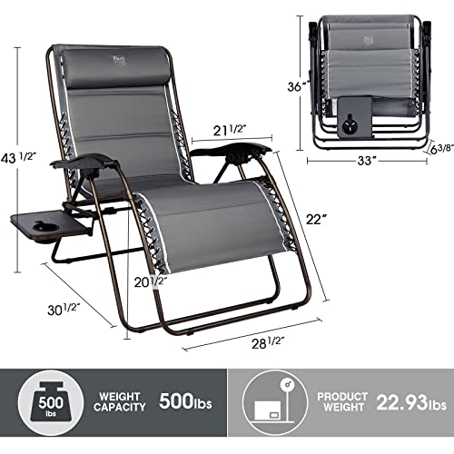TIMBER RIDGE XXL Oversized Zero Gravity Chair, Full Padded Patio