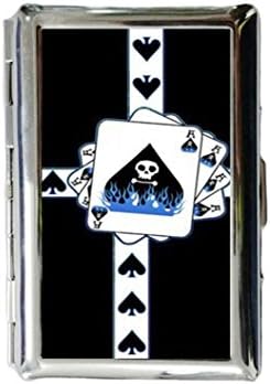 Ace Of Spades Custom Style Classic Metallic Silver Color Stainless Steel ID Cigarette Case Holder Credit Card RFID Protective Security Wallet