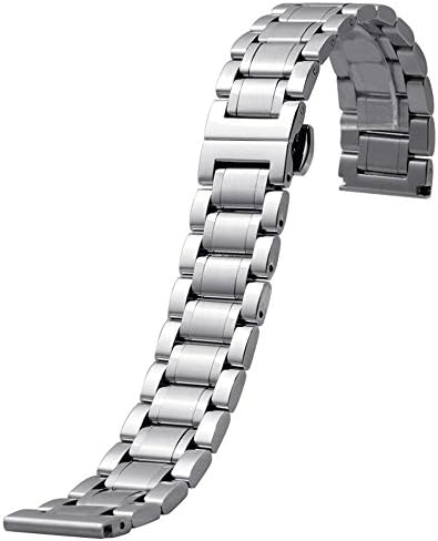 MSTRE BXG8 Stainless Steel Link Wrist Watch Band Kit Bracelet Strap Replacement Butterfly Buckle Clasp For Longines Master/Seagull/Fiyta Watches (20mm, silver)