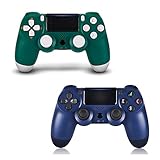 JUEGO  Wireless PS4 Controller, PS4 Remote for Sony Playstation 4 with Charging Cable and Double Shock, (Midnight Blue/Alpine Green) New Model