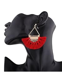 aretes con borla de lana de colores retro para mujer, regalo del día de la madre