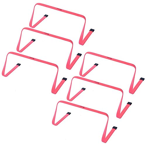 Kosma Pack of 6 Agility Training Fitness Flat Hurdles | Multi-Sport Speed Training Aid with Carry Handle : Size 9 Inch - Color Pink