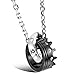 INBLUE 2-Pieces Stainless Steel Silver Black / Silver Gold Two Tone Ring Pendant Necklace, 20 & 23-Inch Chain