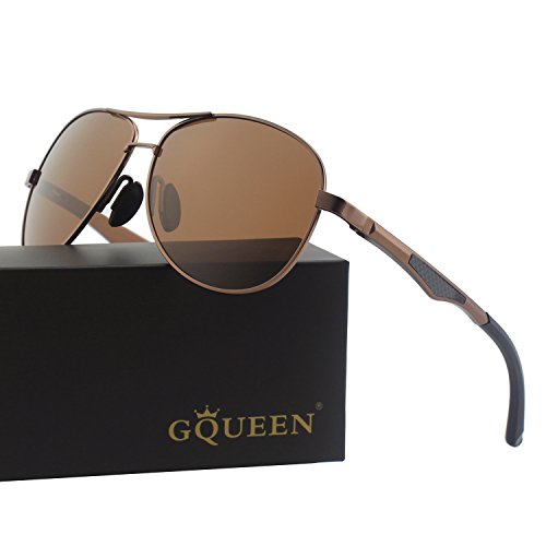 GQUEEN Premium Spring Hinges Al-Mg Aviator Polarized Sunglasses MOS1