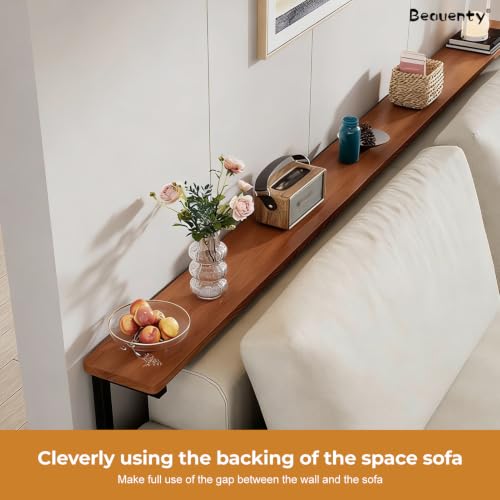 Beauenty Console Table, Narrow Sofa Tables, 80cm Entryway Display Console, Side Table for Entrance, Hallway, Behind Couch (Walnut+black)