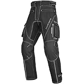 Black Motorcycle Riding Pants for Men – Waterproof & Windproof Touring Trousers with CE Armor, Reflective Strips