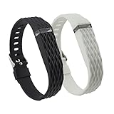 Cute Replacement Wristband Bracelet Strap/ Wireless Activity and Sleep Tracker Accessory Textured Bands Pack with Watchband Style Buckle For Fitbit Flex, One Size, Black & White