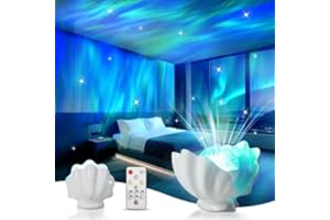 Northern Lights Projector, Shell Night Light Built for Bedroom Nebula Lamp, Kids Dorm Decor, Cute Room Decor Aesthetic Teen G