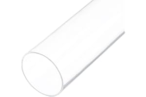 Rebower 6" Clear Plastic Rigid Pipe 46mm ID x 50mm OD (1.8" ID x 2" OD) Acrylic Round Polycarbonate Tubing, [for Plumbing, Hydraulics, Aquarium]