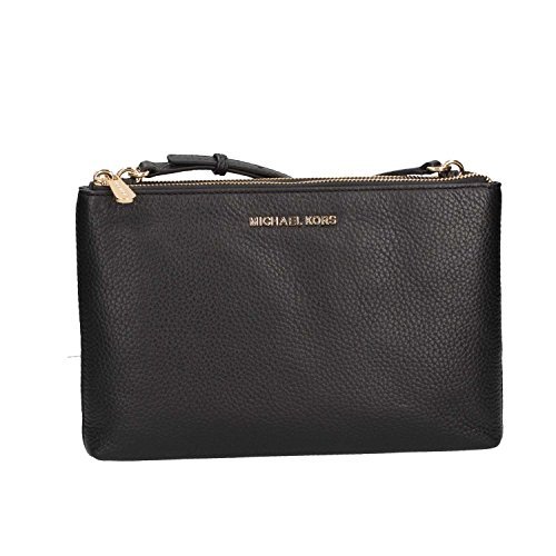Michael Kors Jet Set Travel Double Zip Gusset Signature Crossbody (Black)