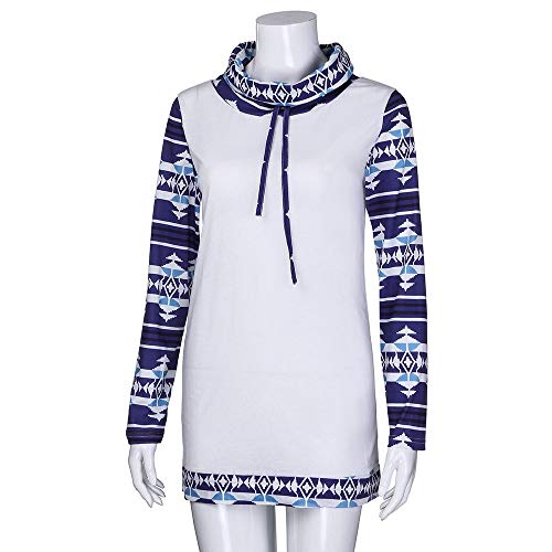 Women's Patchwork Top Duseedik Aztec Long Sleeve Cowl Neck Geometric Ethnic Printing Blouse