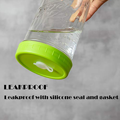 Jillmo Plastic Mason Jar Lids with Straw Hole, 6 Regular Mouth & 6 Wide