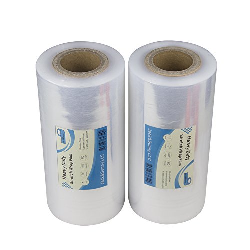 Jack&Sunny Stretch Wrap 9''x 1000 Ft 80 Gauge (Pack of 1 Roll) for Moving Shipping Packing Depot&Storage Industrial Hand plastic stretch wrap film Clear