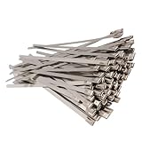 Vktech 100pcs Stainless Steel Exhaust Wrap Coated Locking Cable Zip Ties 4.6*150mm