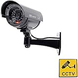 BG Outdoor Indoor Fake Dummy Imitation CCTV Security Camera W/ Blinking Flashing Light Bullet Shape black TW02