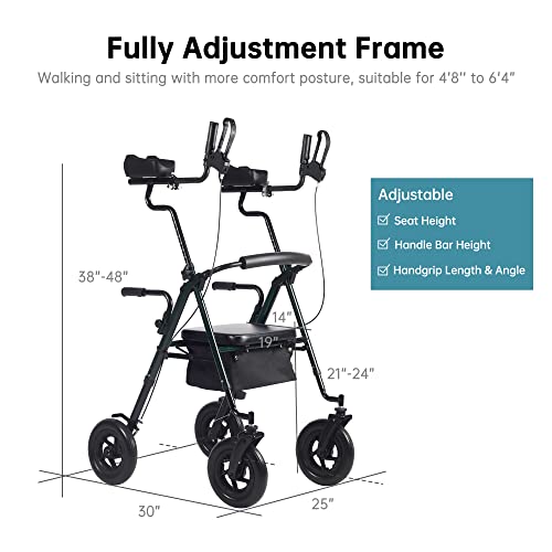 ELENKER AllTerrain Upright Rollator Walker, Stand Up Rolling Walker