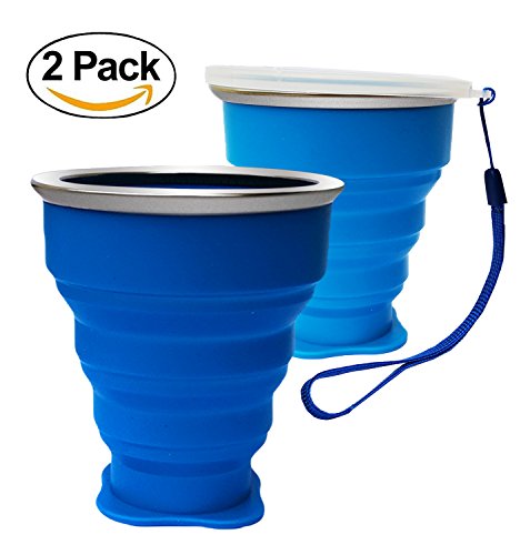 2 pack folding cup, collapsible travel cup, 8oz food-grade silico…