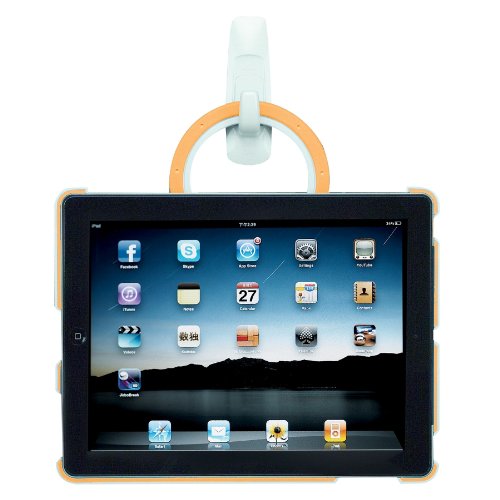 Aidata ISP202WO iPadStand Multi-function Stand, White Shell with White and Orange Ring For use with iPad 2; iPadStand can spin smoothly with angle adjustments between vertical and horizontal views