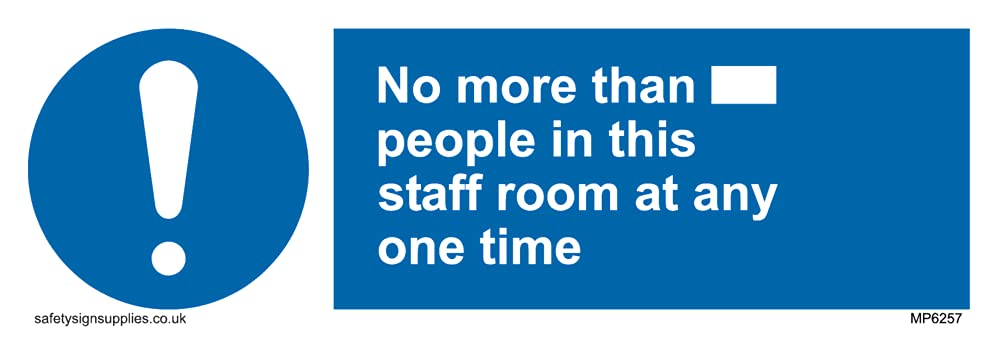 Pack of five - No more than xxx people in this staff room at any one time Sign - 150x50mm - L15