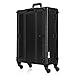 Ovonni LED Makeup Train Case, Lighted Rolling Travel Portable Cosmetic Organizer Box with Mirror & 4 Detachable Wheels, Professional Artist Trolley Studio Free Standing Workstation(Black)