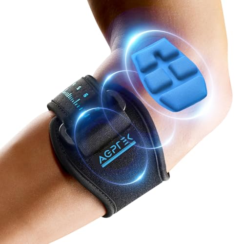 AGPTEK Epicondylitis Elbow Brace, Epicondylitis Elbow Brace with 3D Air Cushion for Tendonitis Pain Relieving Injury, Ideal for Tennists, Golfers, Men and Women