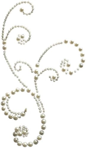 Want2Scrap - Say it With Pearls - Self Adhesive Pearls - Frilly Flourish Swirl - White