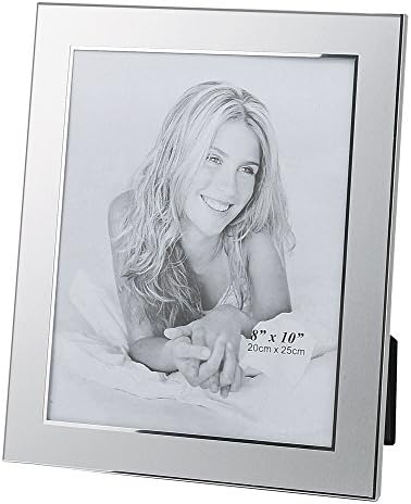 Upper Gifts Silver Metal 8" x 10" Picture Frame - 2 Tone Brush Silver Finish with Shiny Inlay