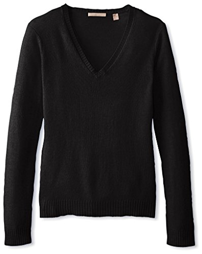 UPC 790440070144, Cashmere Addiction Women&#39;s Long Sleeve V-Neck Sweater, Black, M