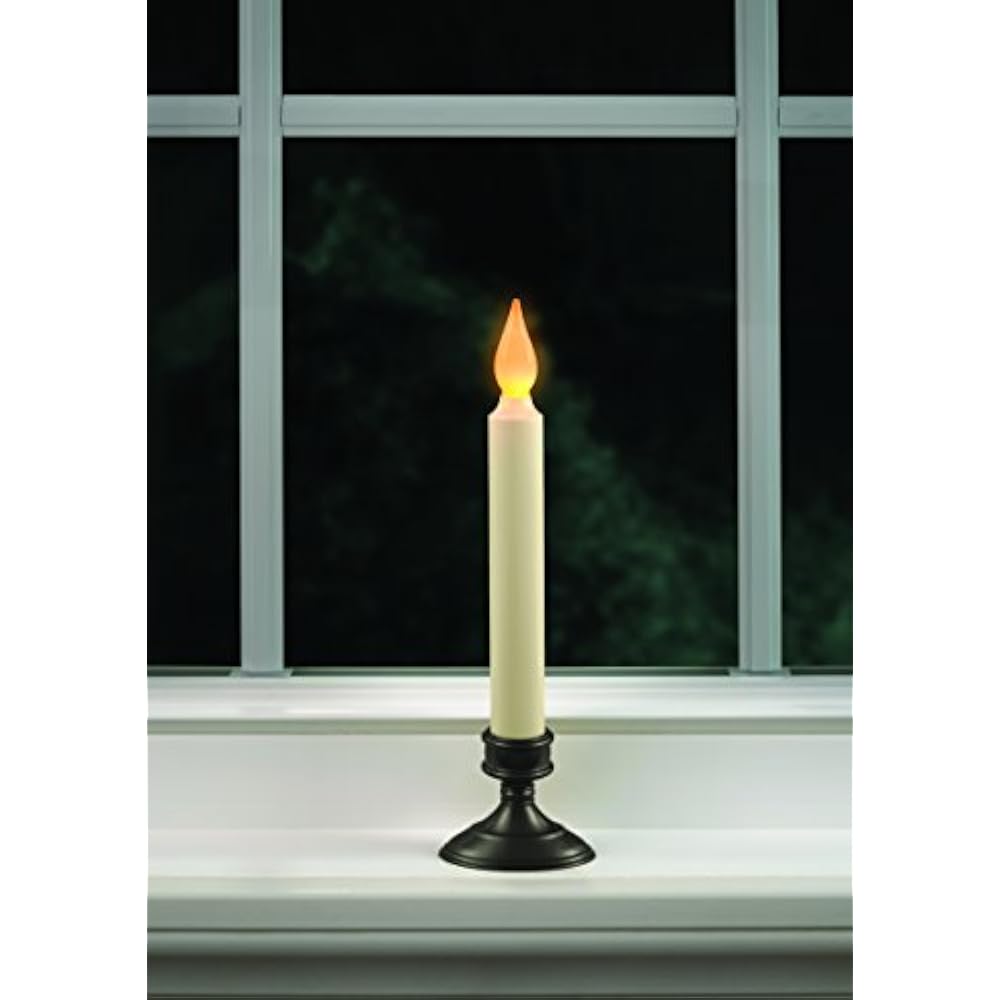 Battery Operated LED Window Candle, Dusk To Dawn Light Sensor, Aged