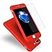 iPhone 7 Plus Case, Coocolor 360 Degree All-Around Ultra Thin Full Body Coverage Protection Dual Layer Hard Slim Case + Tempered Glass Screen Protector for iPhone 7 Plus-Red