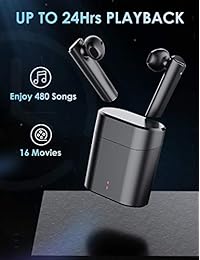 Auriculares inalámbricos Auriculares Bluetooth Auriculares inalámbricos V5.0, auriculares estéreo inalámbricos de verdad con reproducción durante las 24 horas, ropa cómoda y micrófono dual incorporado, audífonos Bluetooth de sonido de alta fidelidad con e