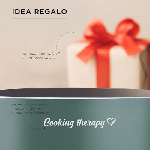 Frigideira de 24 cm com inscrição e tampa de Terapia de Cozinha