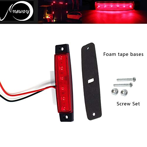 NBWDY 10pc 3.8" 6 LED Red Side Marker Lights, Trailer Marker Lights, Rear Side Marker Lamp, Led Marker Lights for Trucks, Cab Marker, RV Marker light (Red)