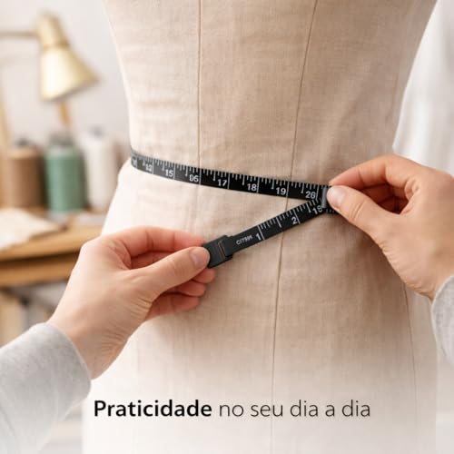 Fita Métrica Ergonômica Corporal Flexível Retrátil 1,5m para Costura Academia e Artesanato Kit com 2 Peças