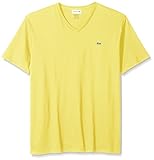 Lacoste Men's Short Sleeve Jersey Pima Reg Fit V Neck T-Shirt-TH6710, Daphne Yellow, 4