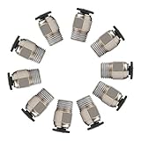 YOTINO PC4-M10 Male Straight Pneumatic PTFE Tube Push in Quick Fitting Connector for E3D-V6 Long-Distance Bowden Extruder 3D Printer (Pack of 10pcs)
