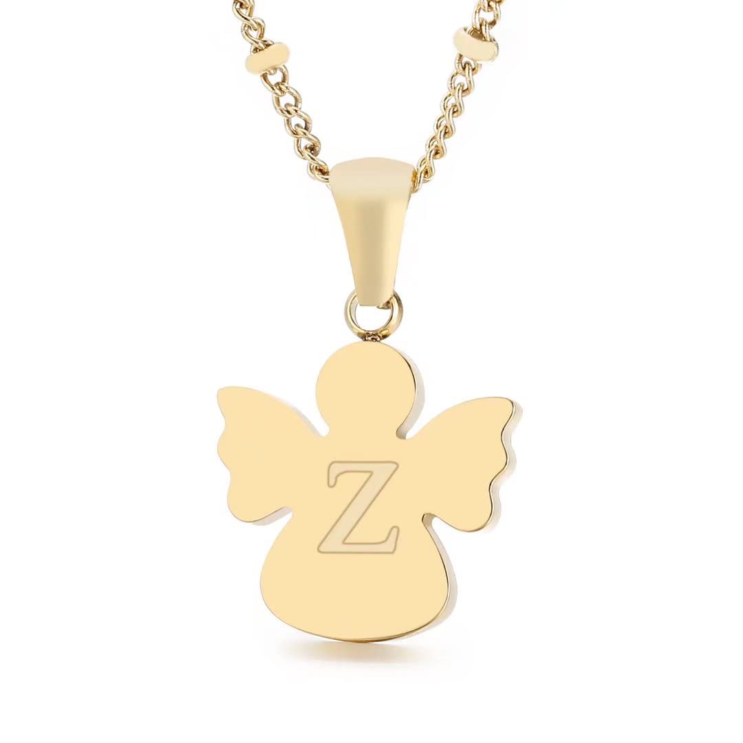 Qings Initial Z pendant necklace, 26 letters golden angel chain, chain length 50 cm